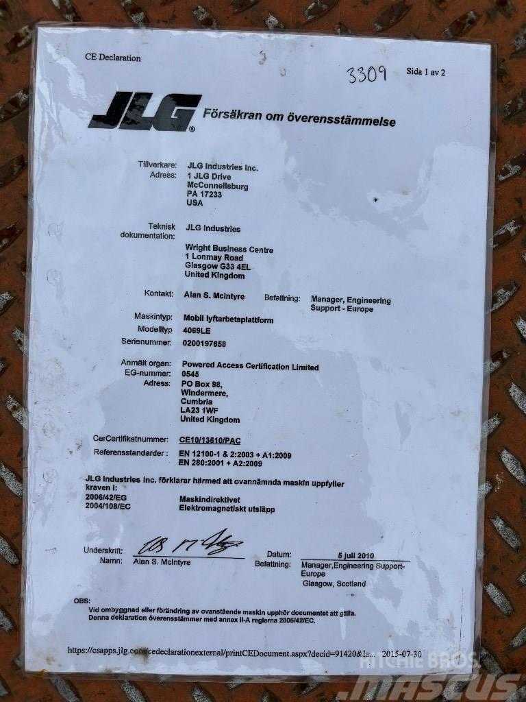 JLG 4069 LE hoogwerker 14m Scissor lifts