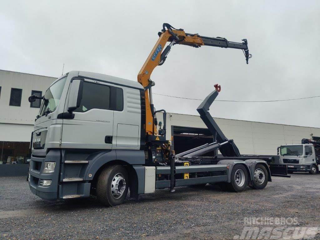 MAN TGX 26.400 Euro5 containersysteem kraan Effer 145 Hook lift trucks