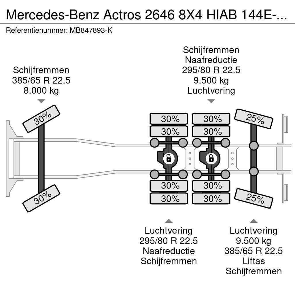 Mercedes-Benz Actros 2646 8X4 HIAB 144E-4 HiPro + REMOTE + HookL Hook lift trucks