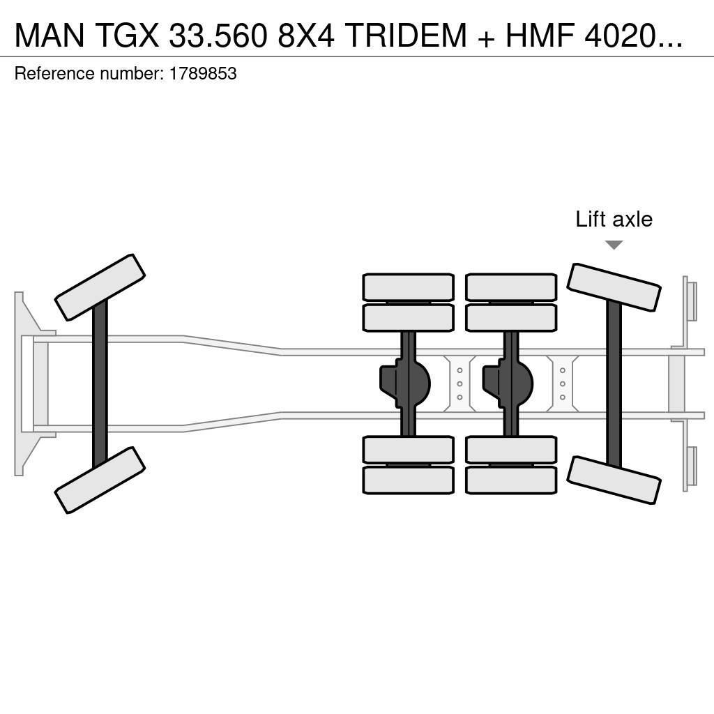 MAN TGX 33.560 8X4 TRIDEM + HMF 4020-K8 KRAAN/KRAN/CRA Crane trucks