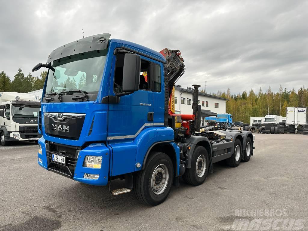 MAN TGS 35.400 8x4 Palfinger PK20001K nosturi + Koukku Crane trucks