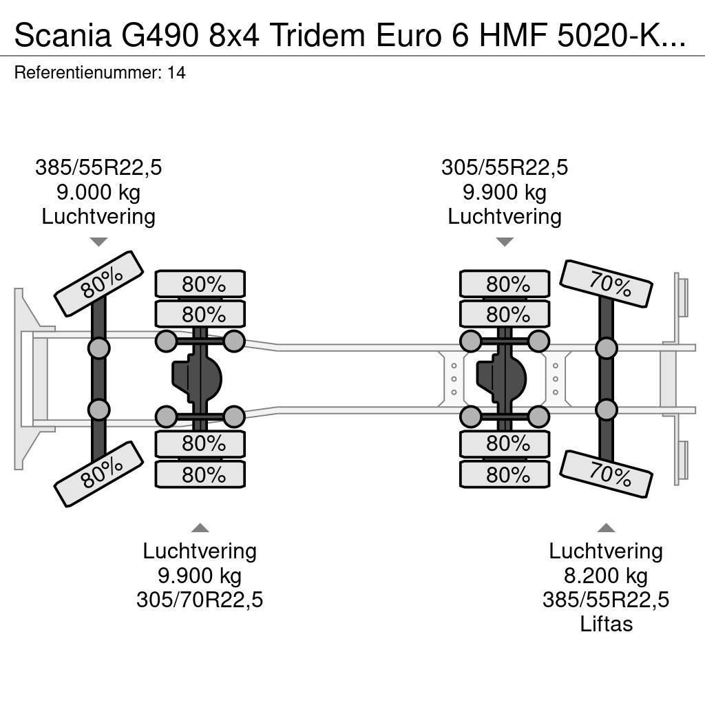 Scania G490 8x4 Tridem Euro 6 HMF 5020-K6 6 x Hydr. Jip 4 All terrain cranes