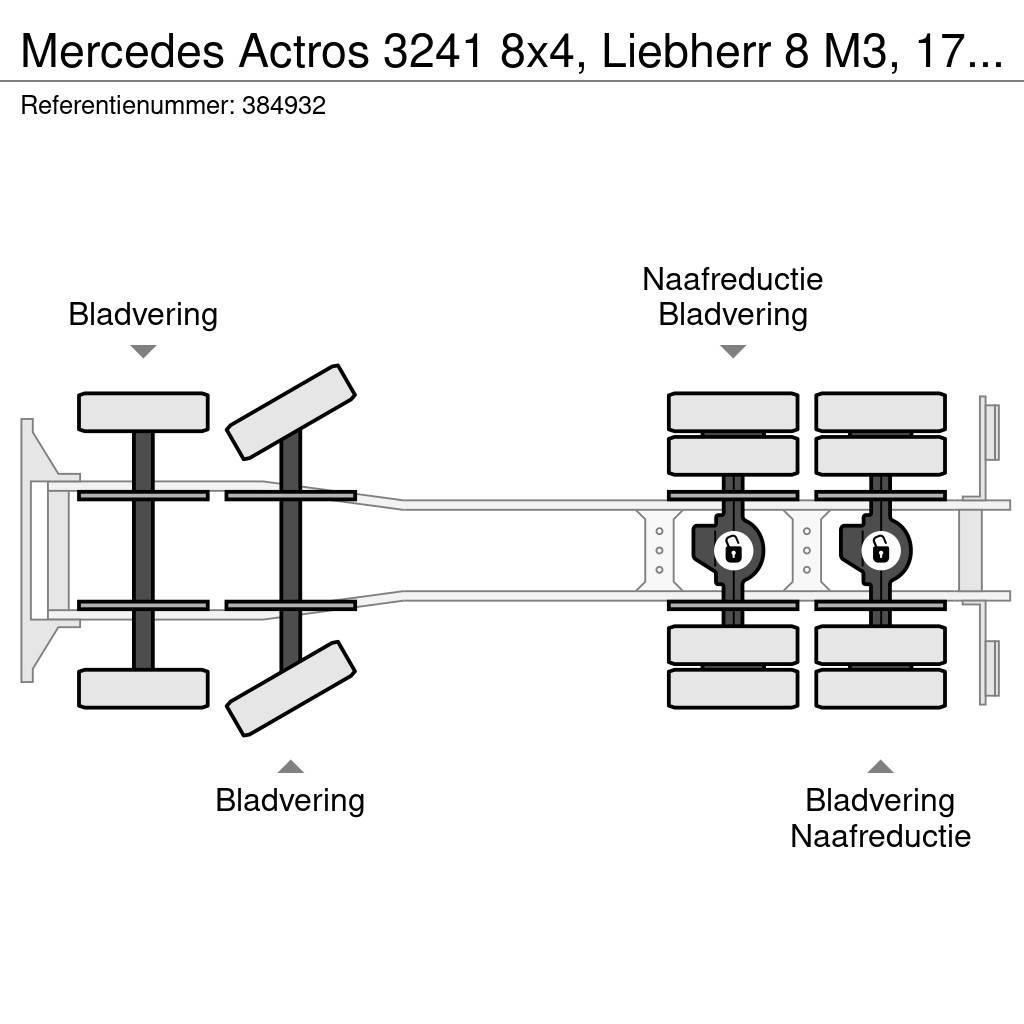 Mercedes-Benz Actros 3241 8x4, Liebherr 8 M3, 17 mtr belt, Remot Concrete trucks