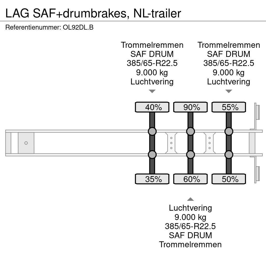 LAG SAF+drumbrakes, NL-trailer Curtainsider semi-trailers