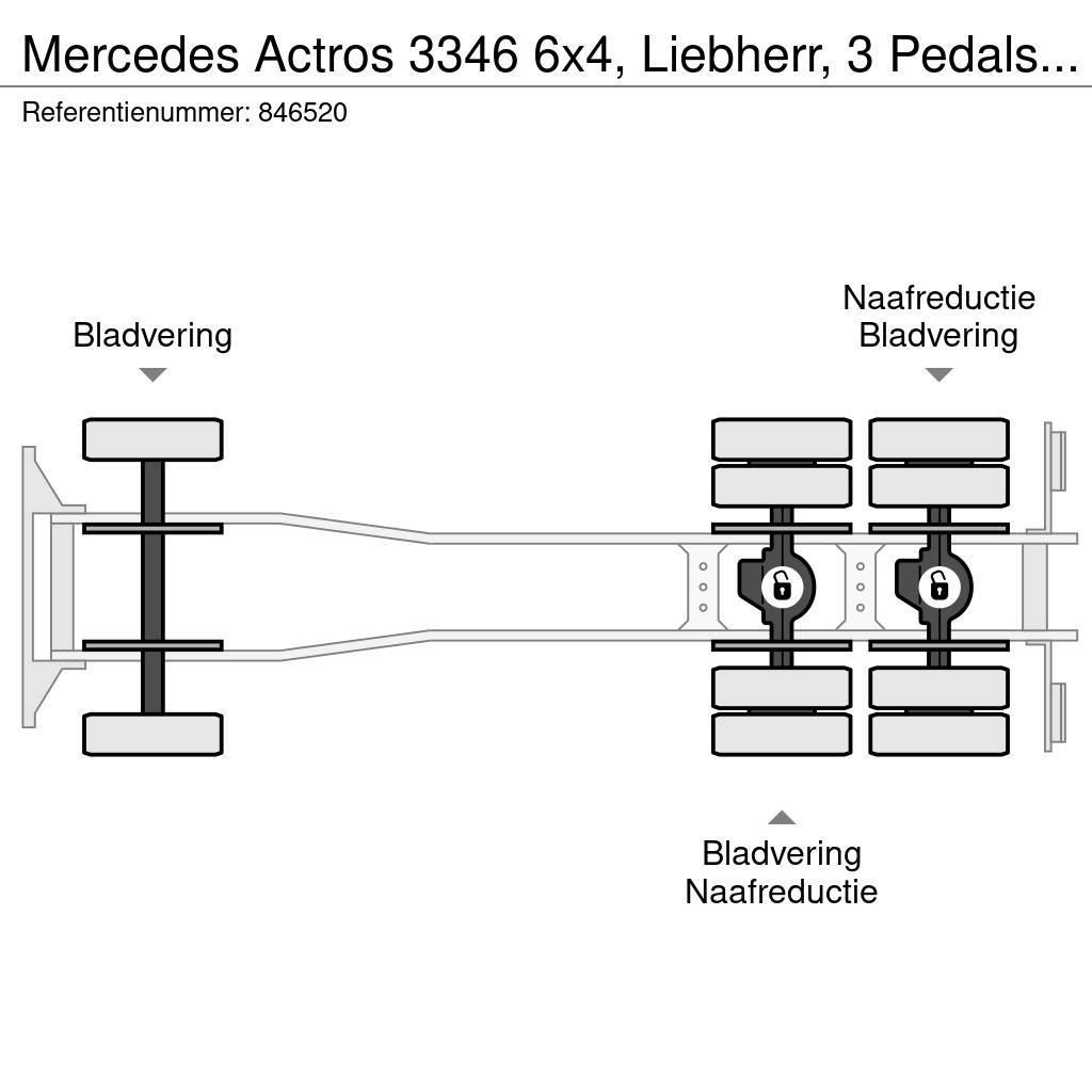 Mercedes-Benz Actros 3346 6x4, Liebherr, 3 Pedals, Steel suspens Concrete trucks