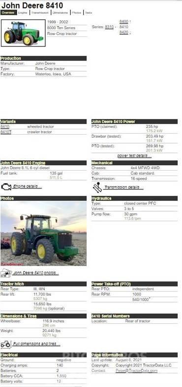 John Deere 8410 Tractors