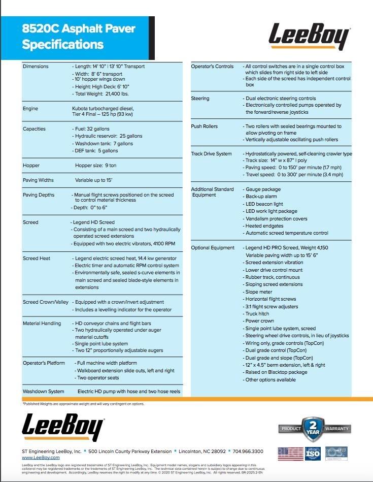 LeeBoy 8520 C Asphalt pavers