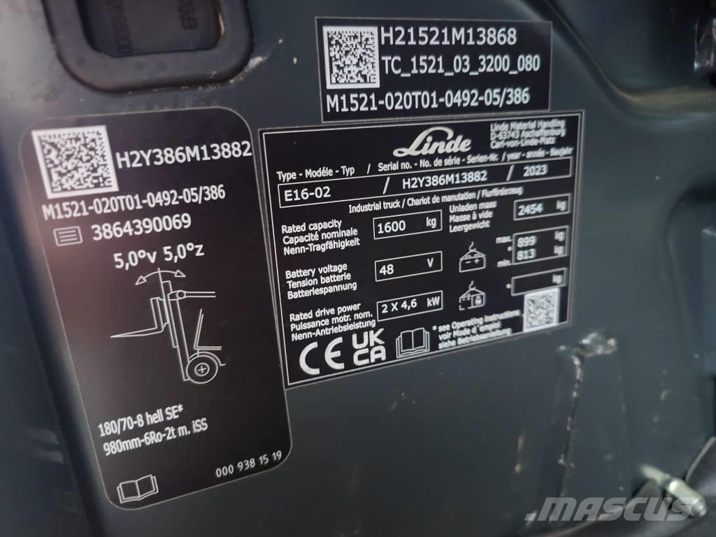Linde E16/386-02 Electric forklift trucks