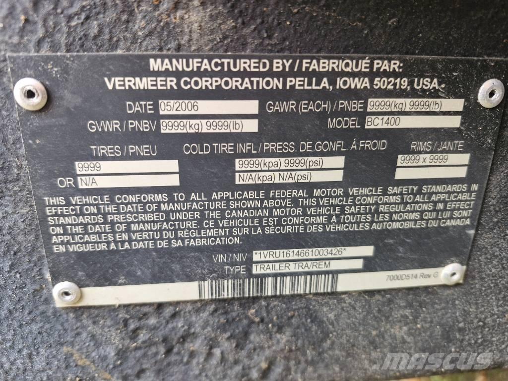 Vermeer BC1400 Wood chippers