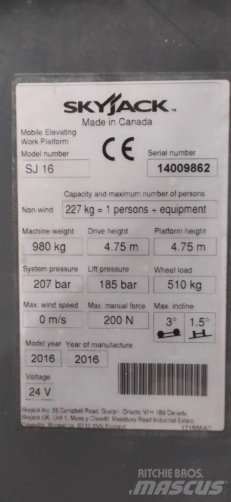 SkyJack SJ 16 Vertical mast lifts