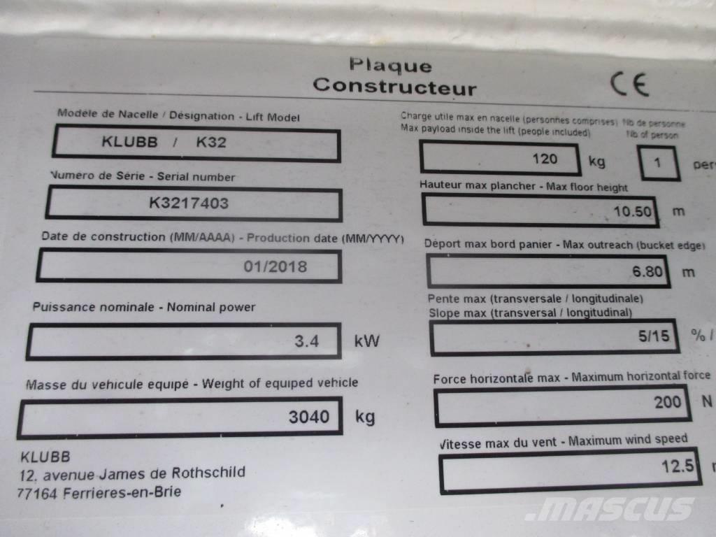 Klubb K32 Truck & Van mounted aerial platforms