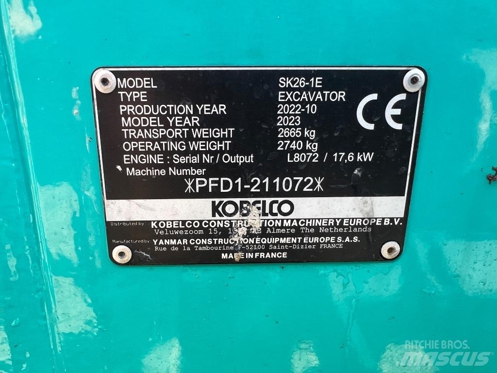 Kobelco SK 26 1E Mini excavators < 7t (Mini diggers)