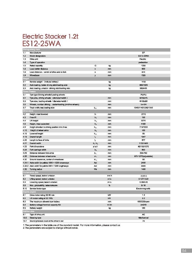 EP ES12-25WA Pedestrian stacker
