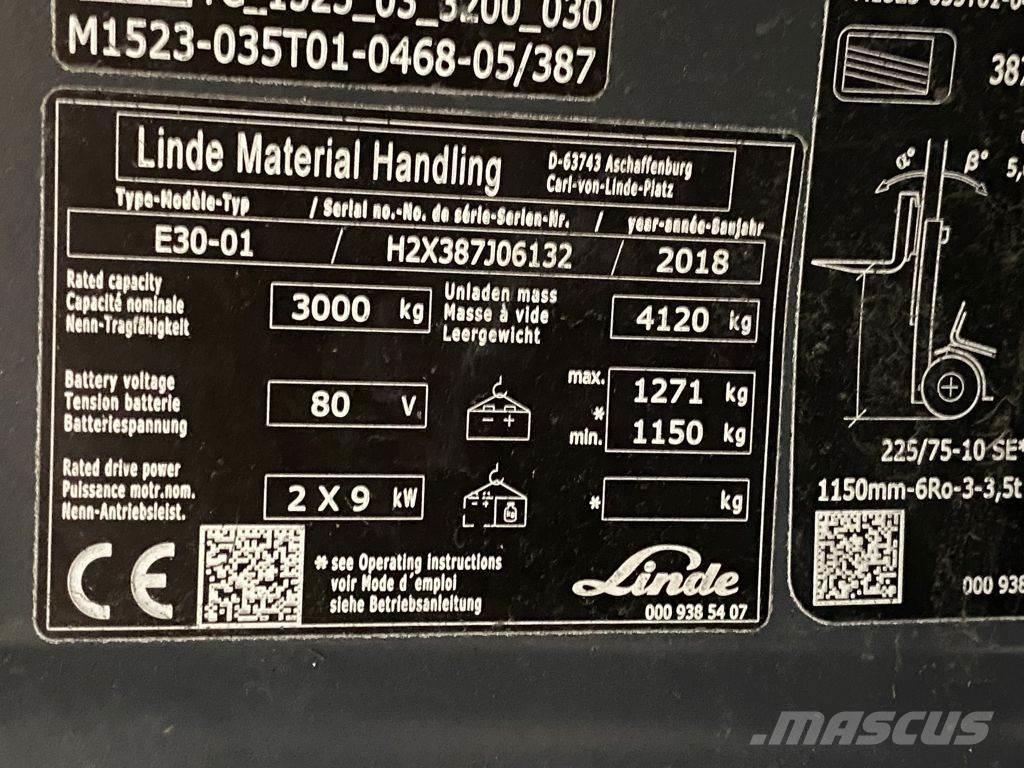 Linde E30-01 Electric forklift trucks