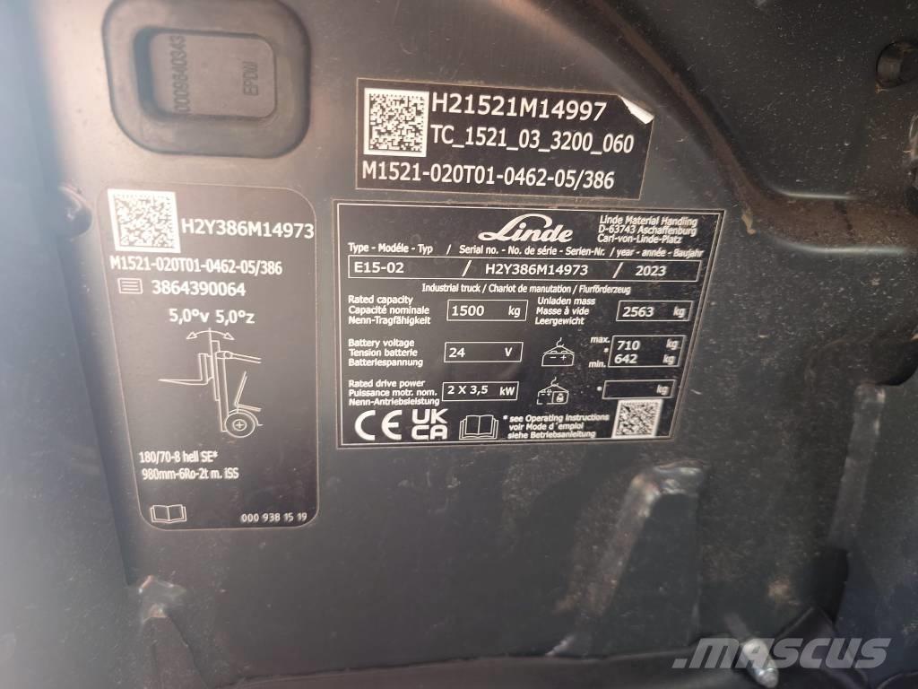 Linde E15/386-02 Electric forklift trucks