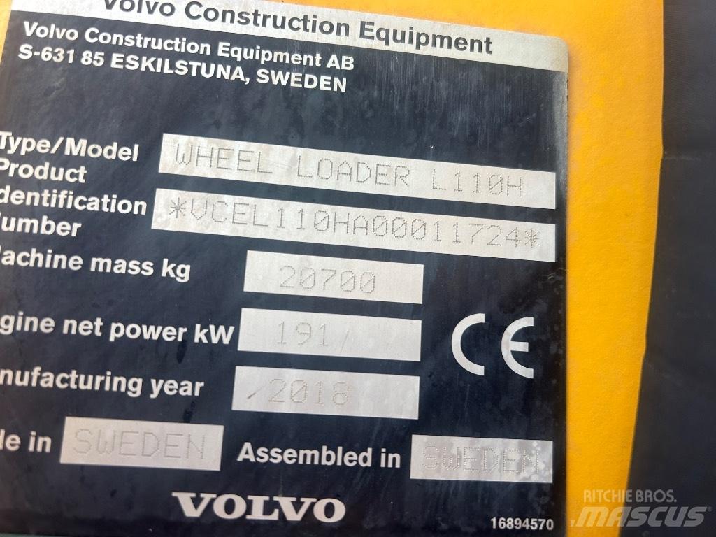 Volvo L110H L/Boom Wheel loaders