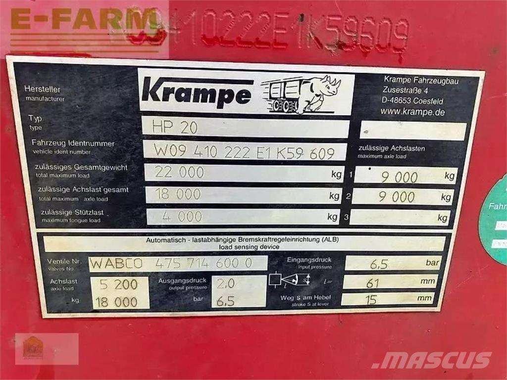 Krampe hp 20 General purpose trailers