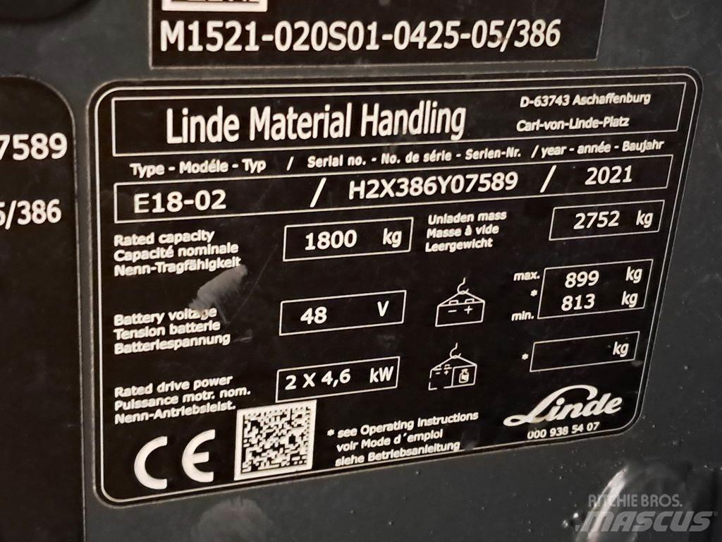 Linde E18-02 Electric forklift trucks