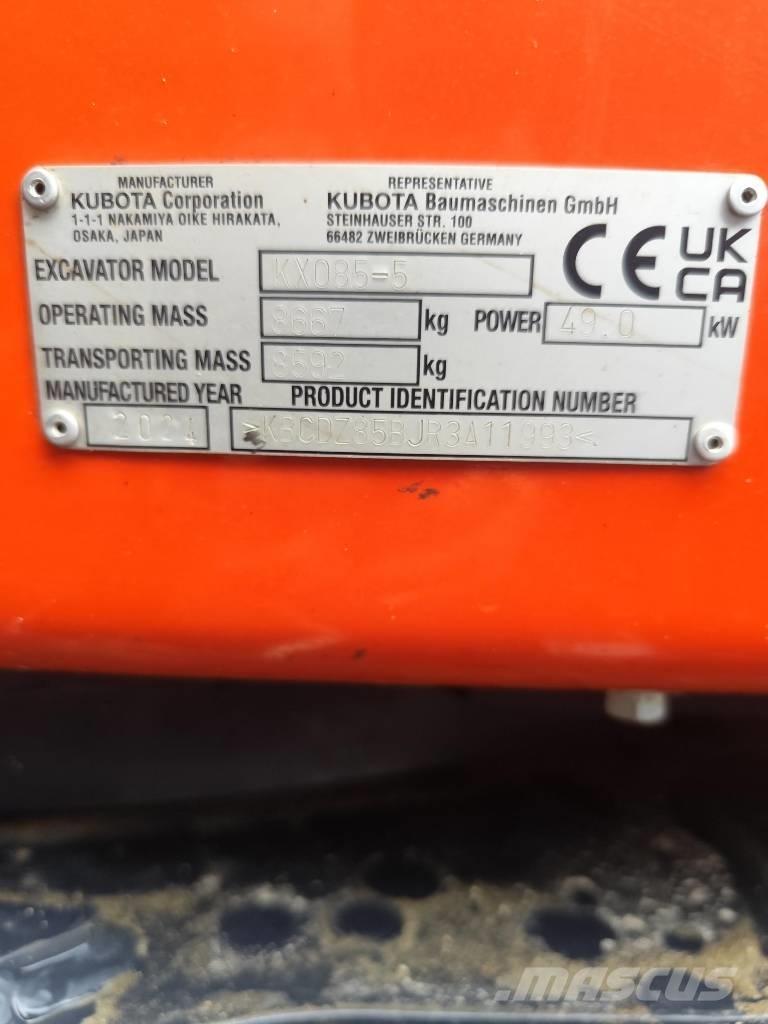 Kubota KX 085-5 Midi excavators  7t - 12t