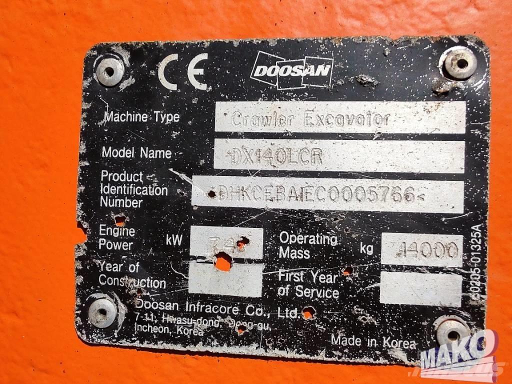 Doosan DX 140 LCR Crawler excavators