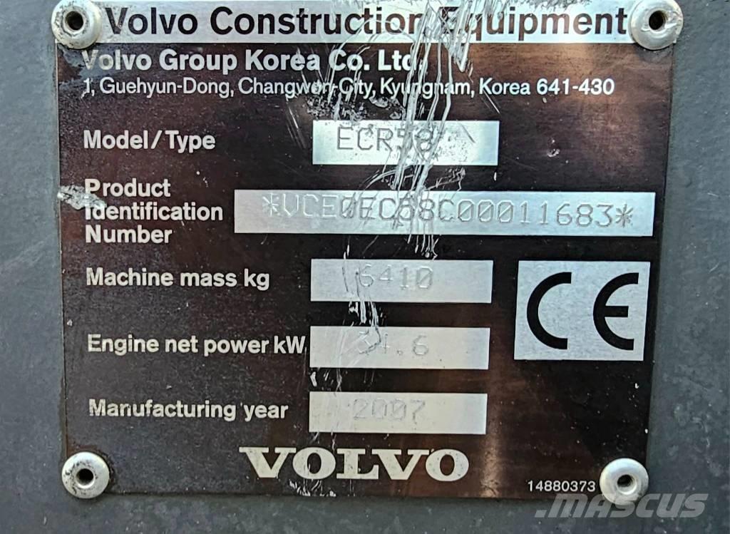 Volvo ECR 58 plus Midi excavators  7t - 12t