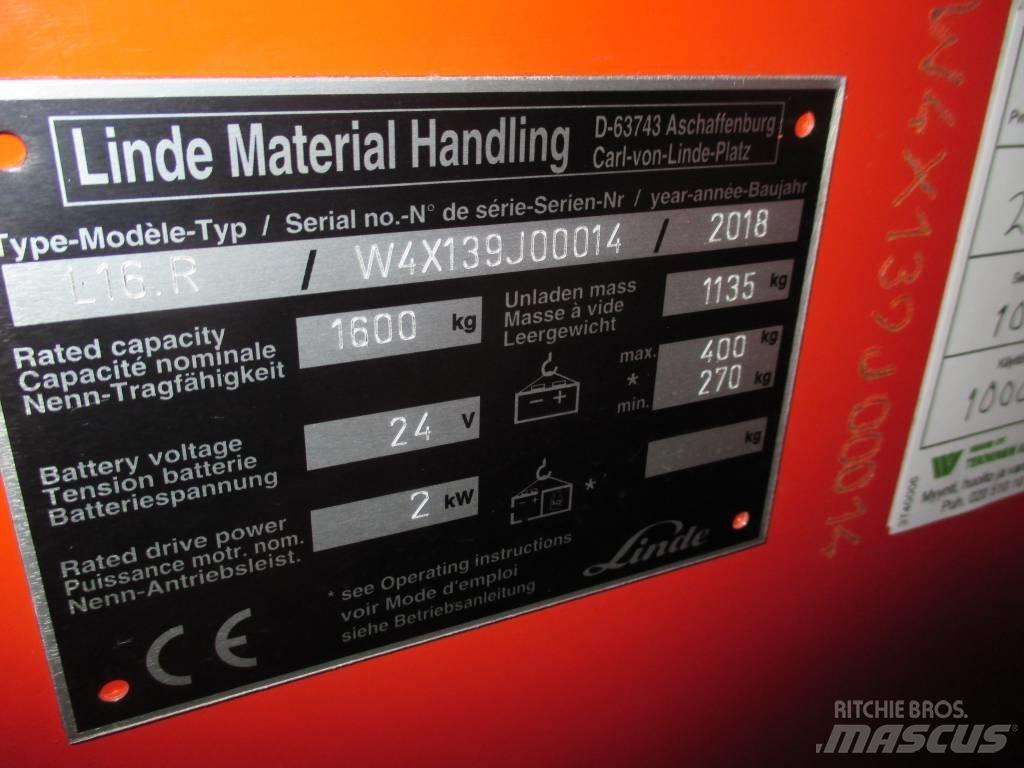 Linde L16R Self propelled stackers