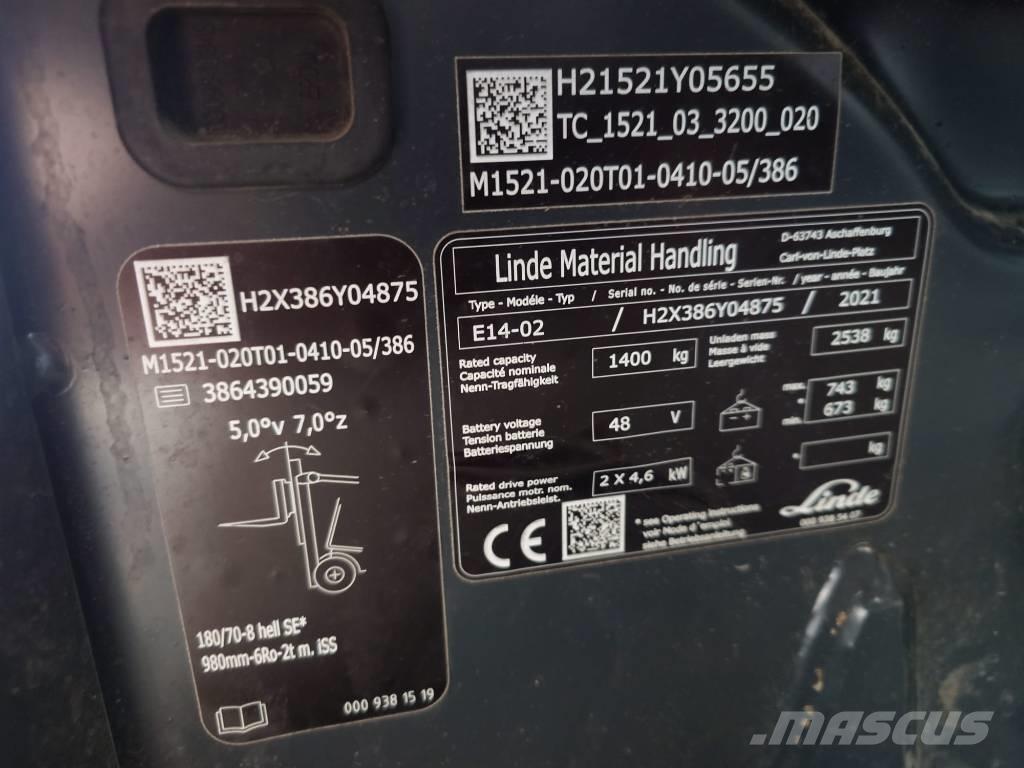 Linde E 14/386-02 Electric forklift trucks