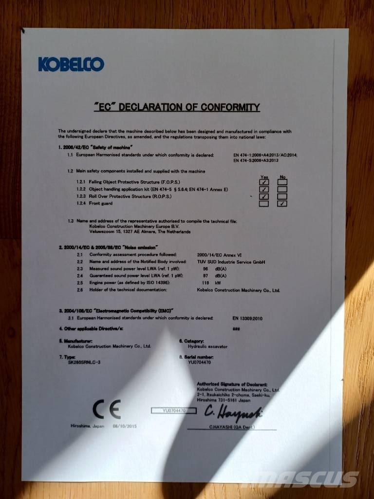 Kobelco SK 260 SR LC Crawler excavators