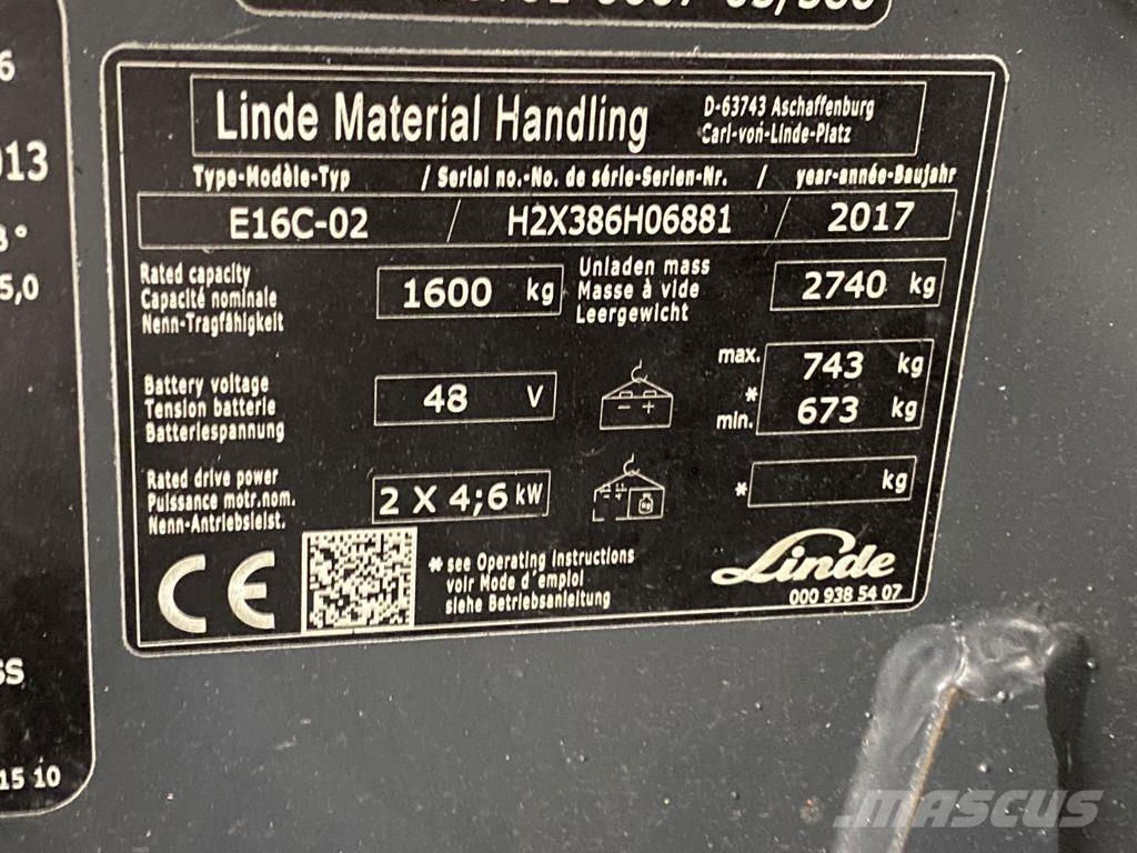 Linde E16C-02 Electric forklift trucks