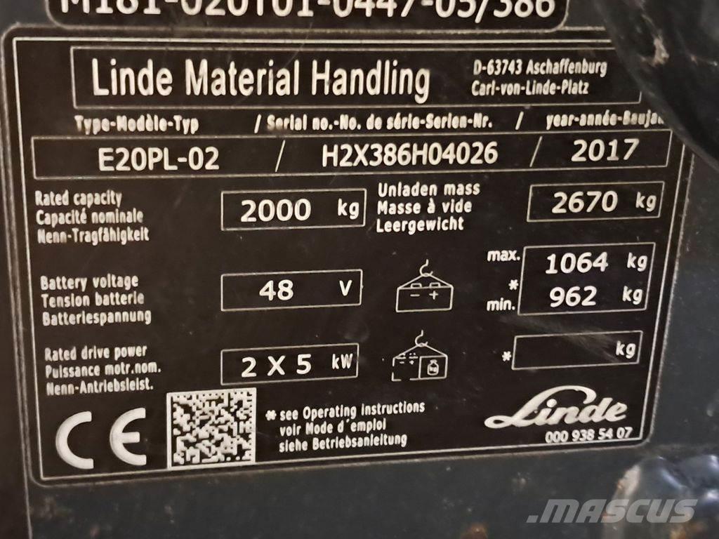 Linde E20PL-02 Electric forklift trucks