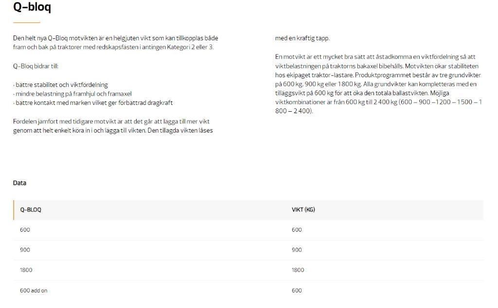 Quicke Motvikter Front weights