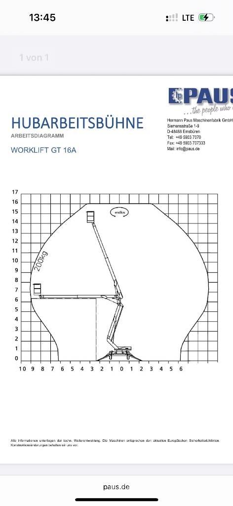 Paus GT 16 A Trailer mounted aerial platforms