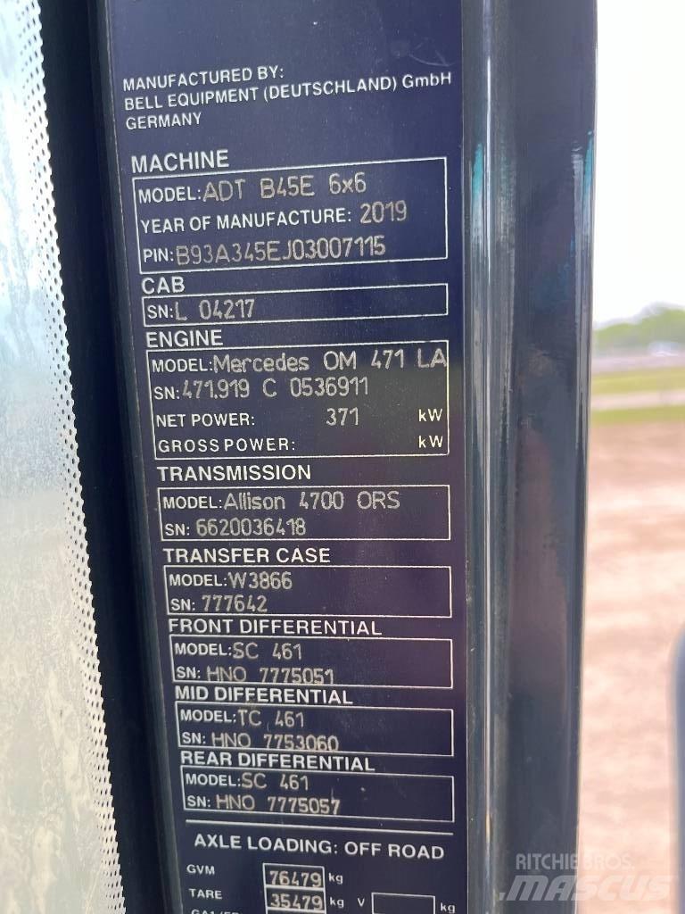 Bell B45E Articulated Dump Trucks (ADTs)