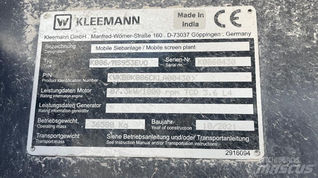 Kleemann 953 Screeners