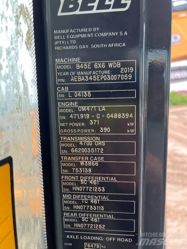 Bell B45E Articulated Dump Trucks (ADTs)