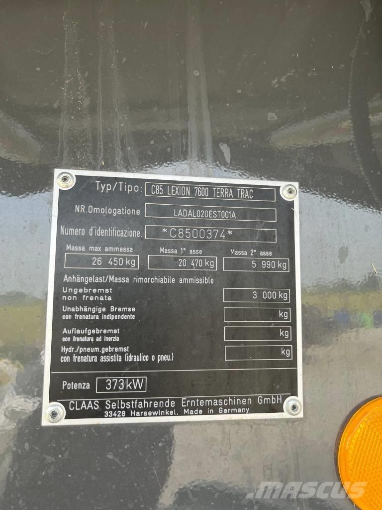 CLAAS LEXION 7600 TT Combine harvesters