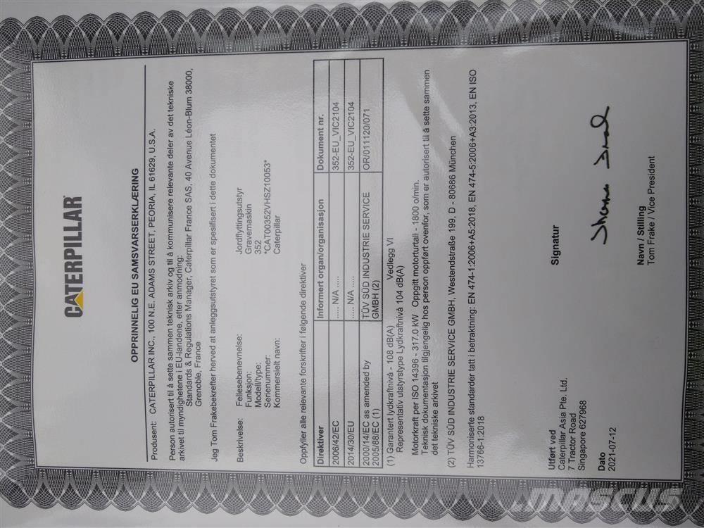 CAT 352 Crawler excavators