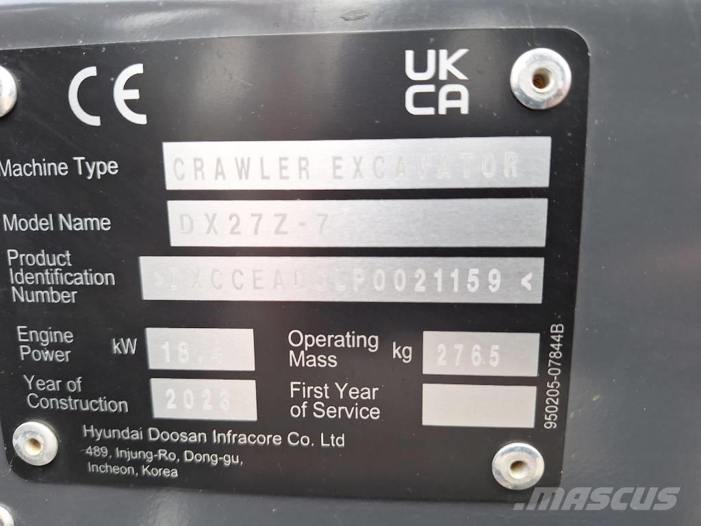 Develon DX 27 Z-7 Mini excavators < 7t (Mini diggers)