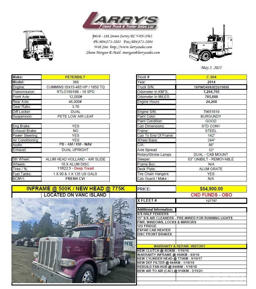 Peterbilt 388 Tractor Units