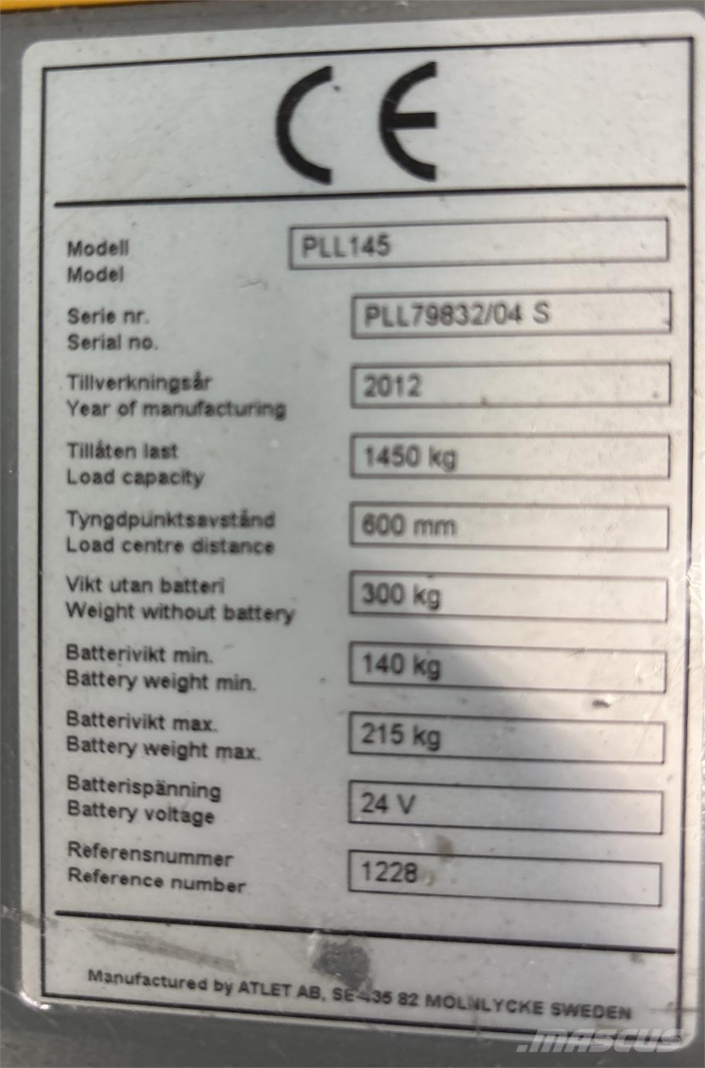 Atlet PLL145 Pedestrian stacker