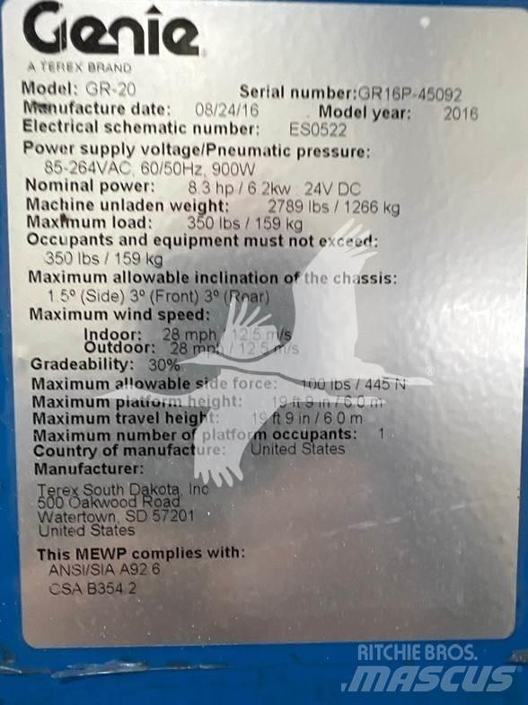 Genie GR20 Vertical mast lifts