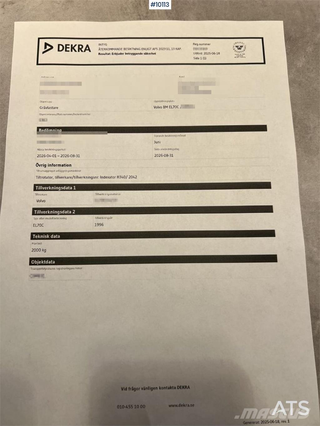 Volvo BM BM EL70C Backhoe loaders