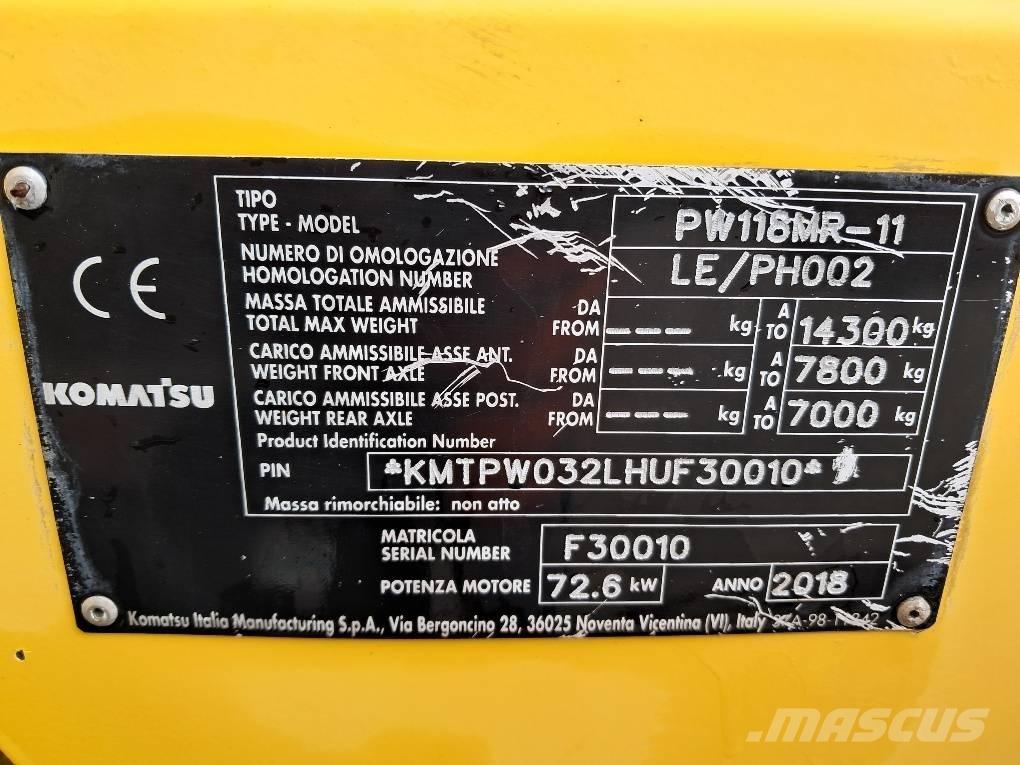 Komatsu PW118MR-11 Wheeled excavators