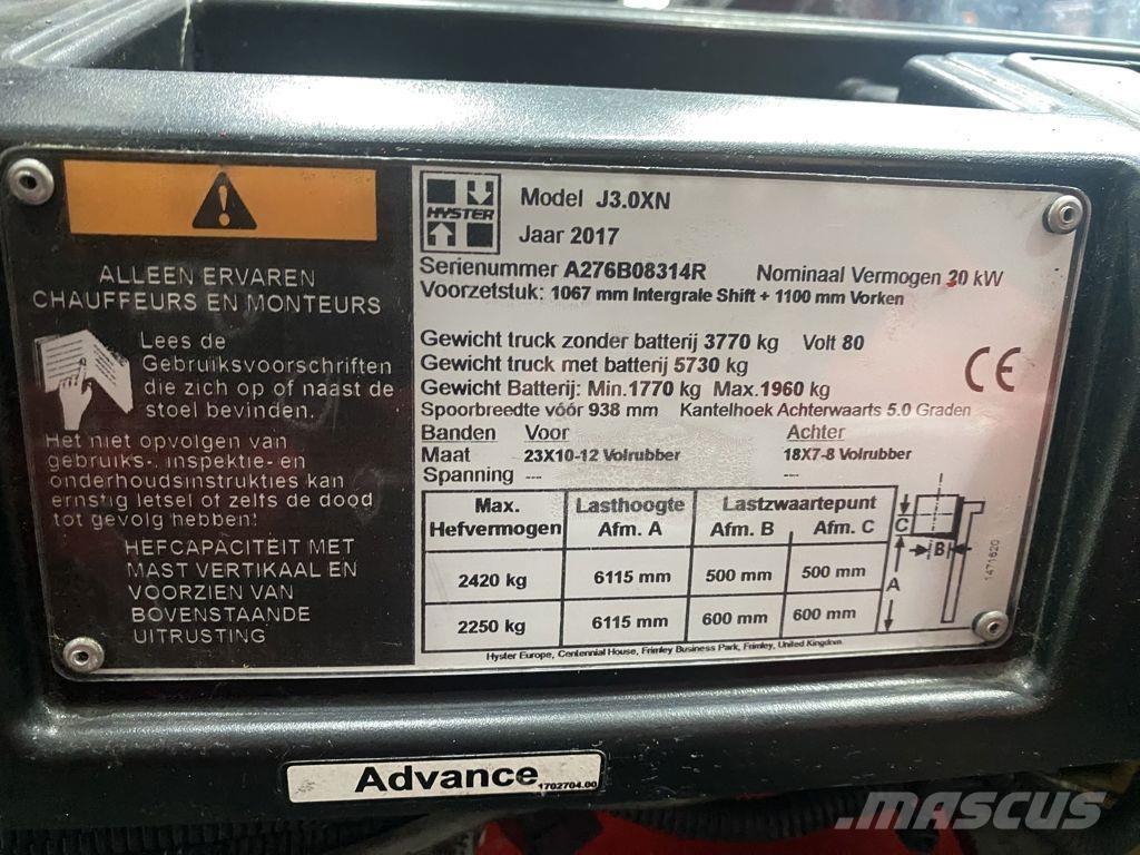 Hyster J3.0XN Electric forklift trucks