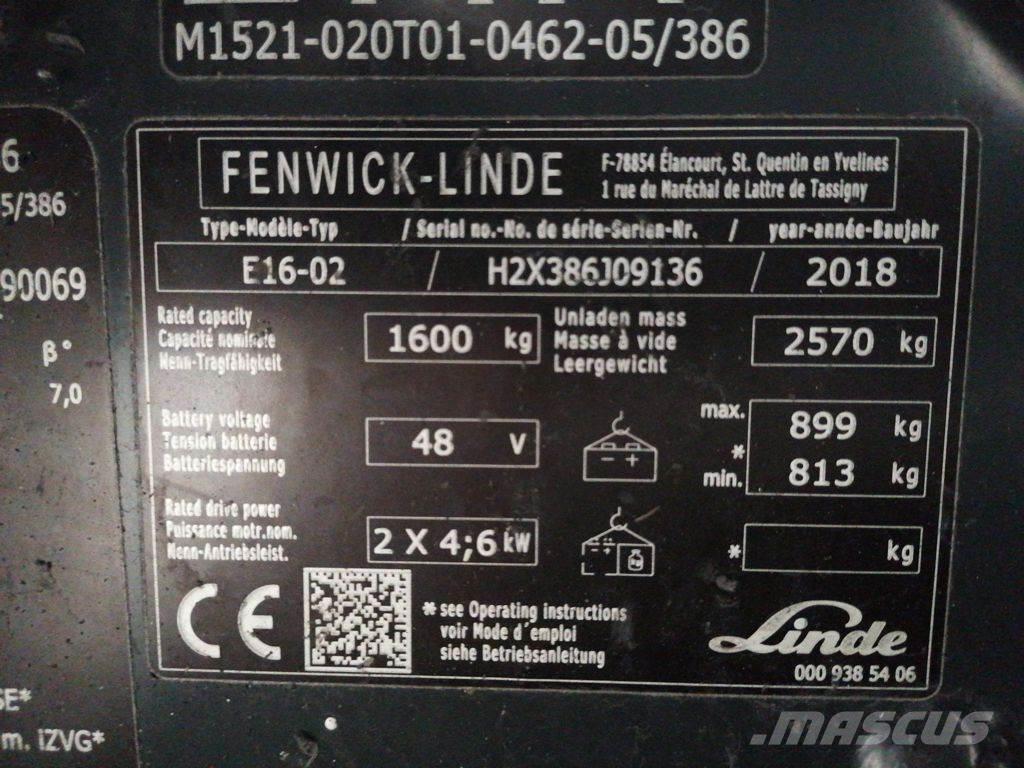 Linde E16-02 Electric forklift trucks