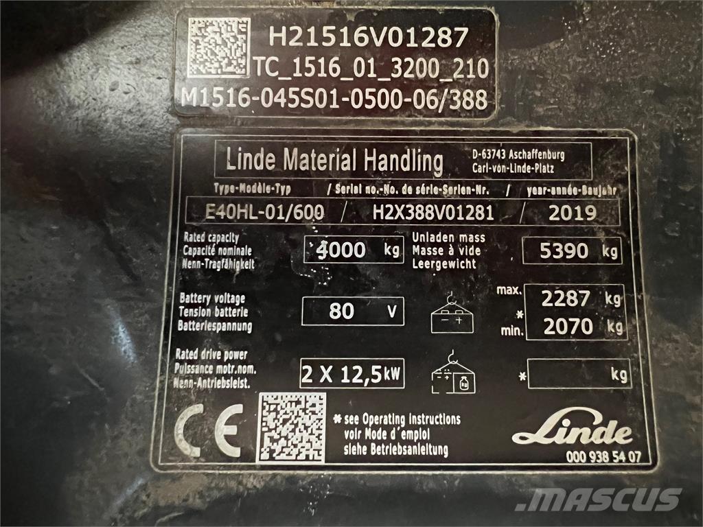 Linde E 40/600 HL Electric forklift trucks