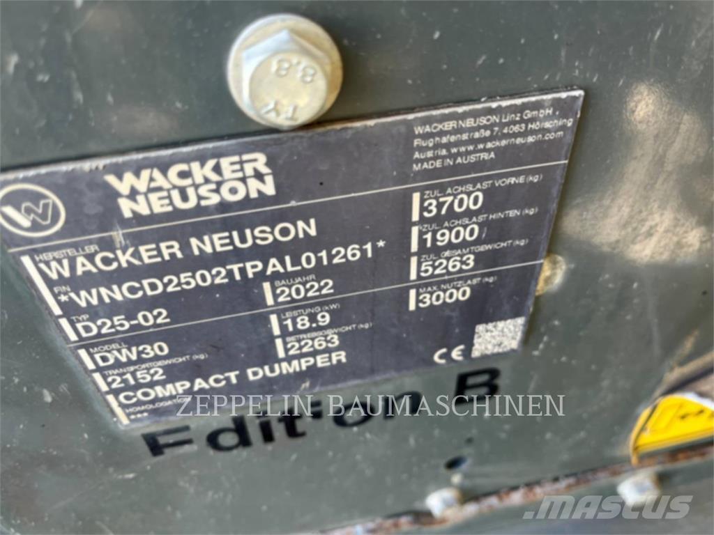 Wacker DW30 Articulated Dump Trucks (ADTs)