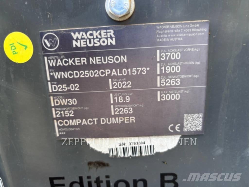 Wacker DW30 Articulated Dump Trucks (ADTs)