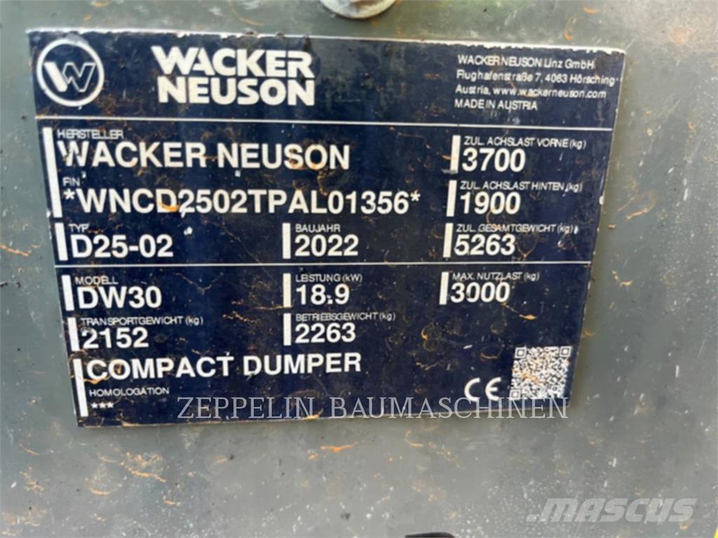 Wacker DW30 Articulated Dump Trucks (ADTs)