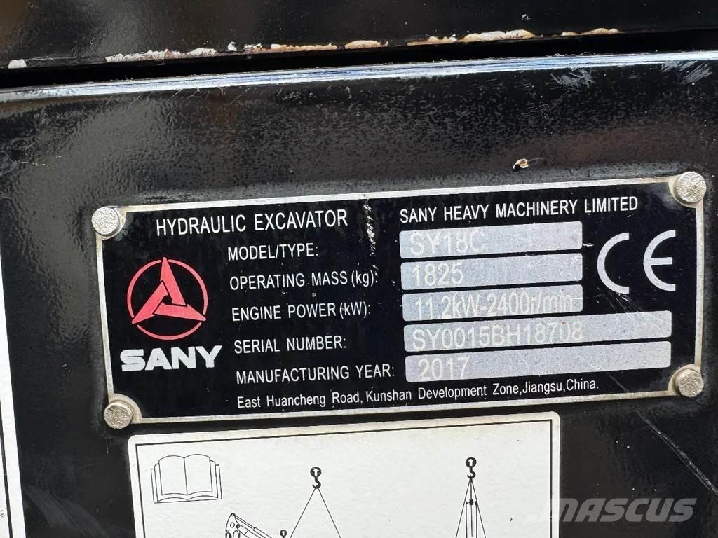 Sany SY18C Mini excavators < 7t (Mini diggers)